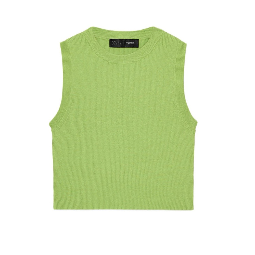 Zara Knit Sleeveless Crop Top – Bright‎ Green 💚✨
